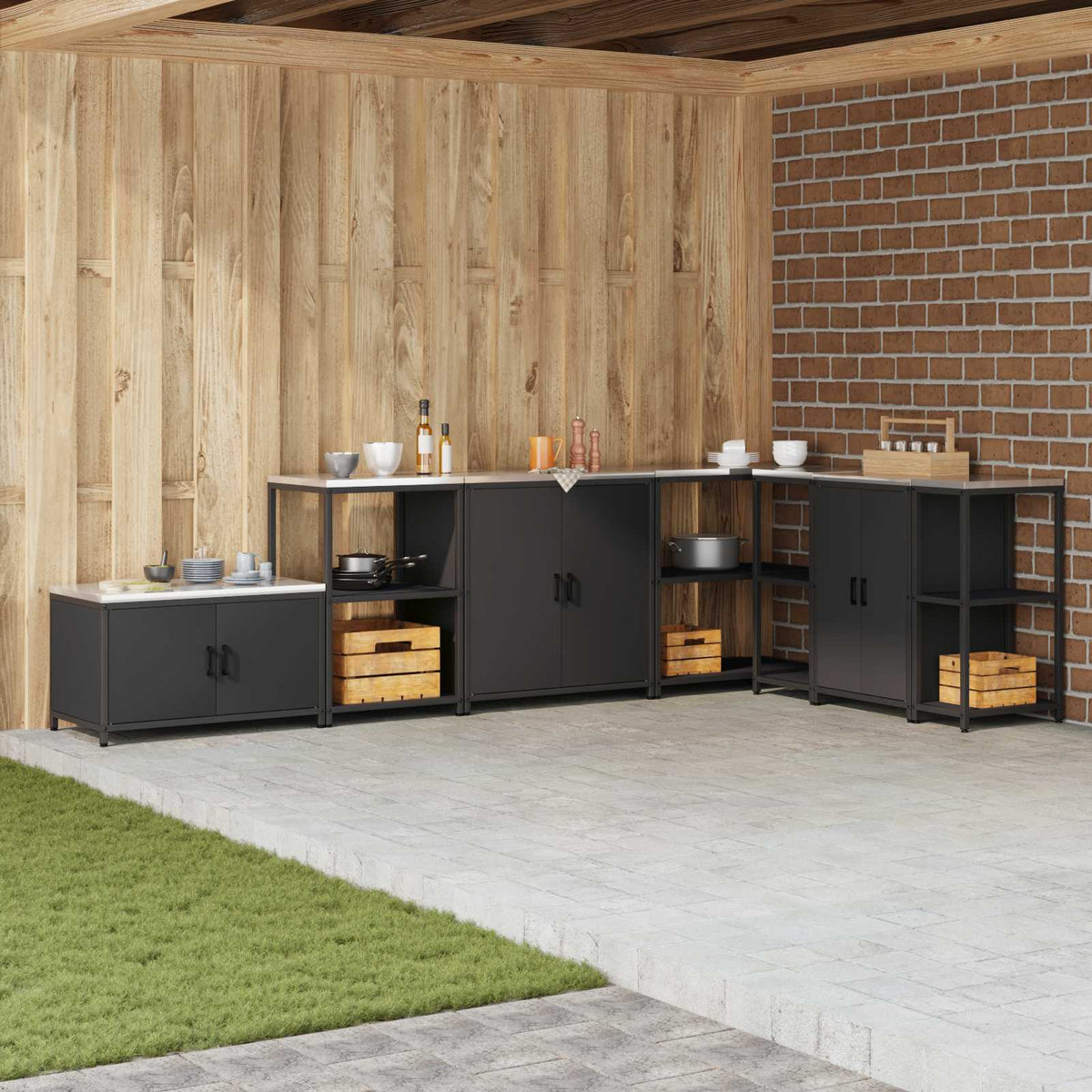 vidaXL HATTEM Steel Kitchen Storage Cabinet