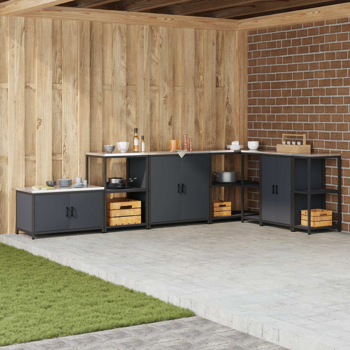 vidaXL HATTEM Steel Kitchen Storage Cabinet