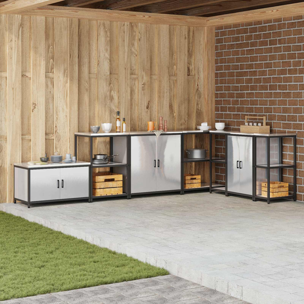 vidaXL HATTEM Steel Kitchen Storage Cabinet
