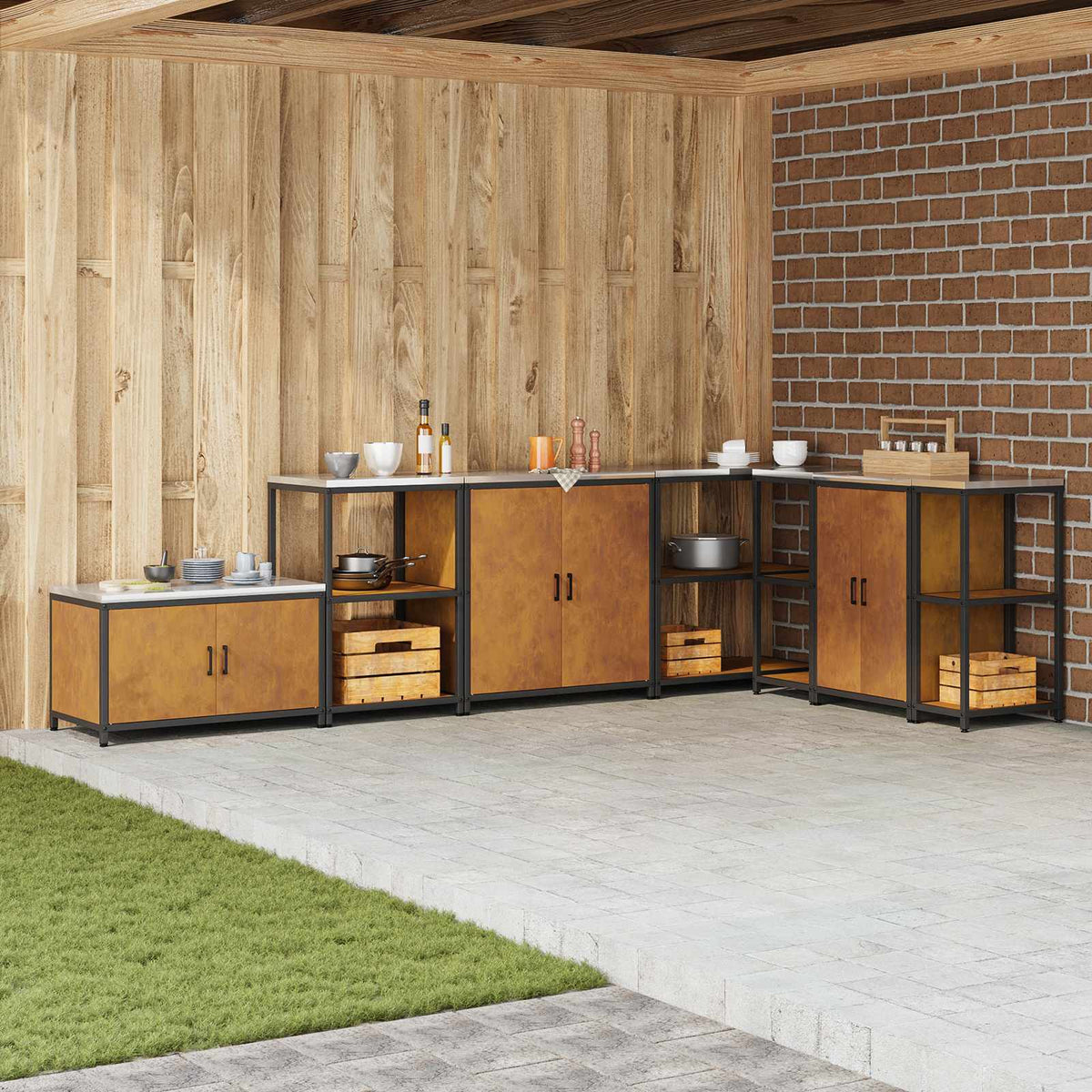vidaXL HATTEM Steel Kitchen Storage Cabinet