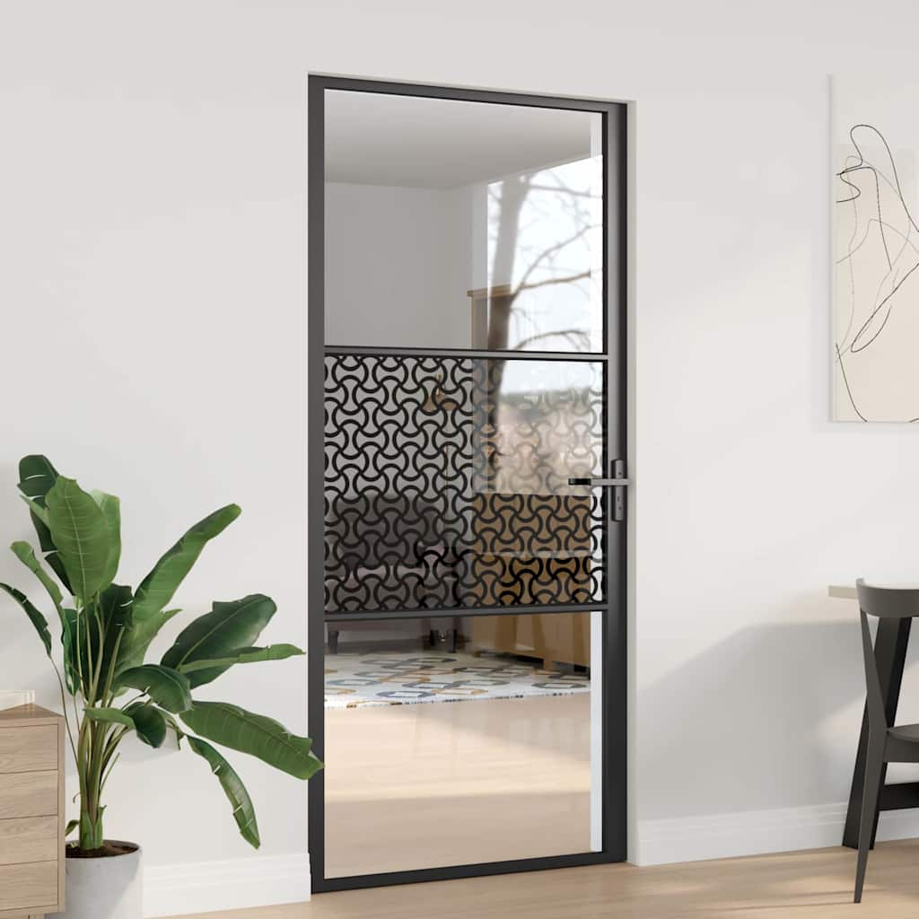 vidaXL Interior Door ESG Glass and Aluminium Black