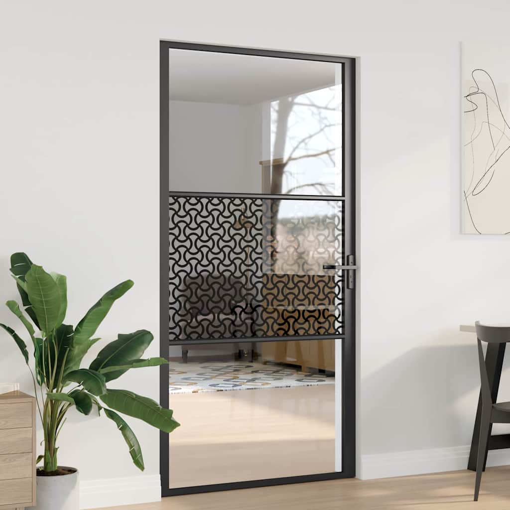 vidaXL Interior Door ESG Glass and Aluminium Black