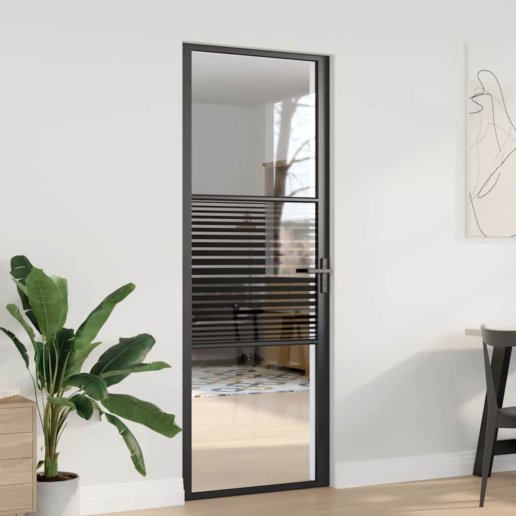 vidaXL Interior Door ESG Glass and Aluminium Black