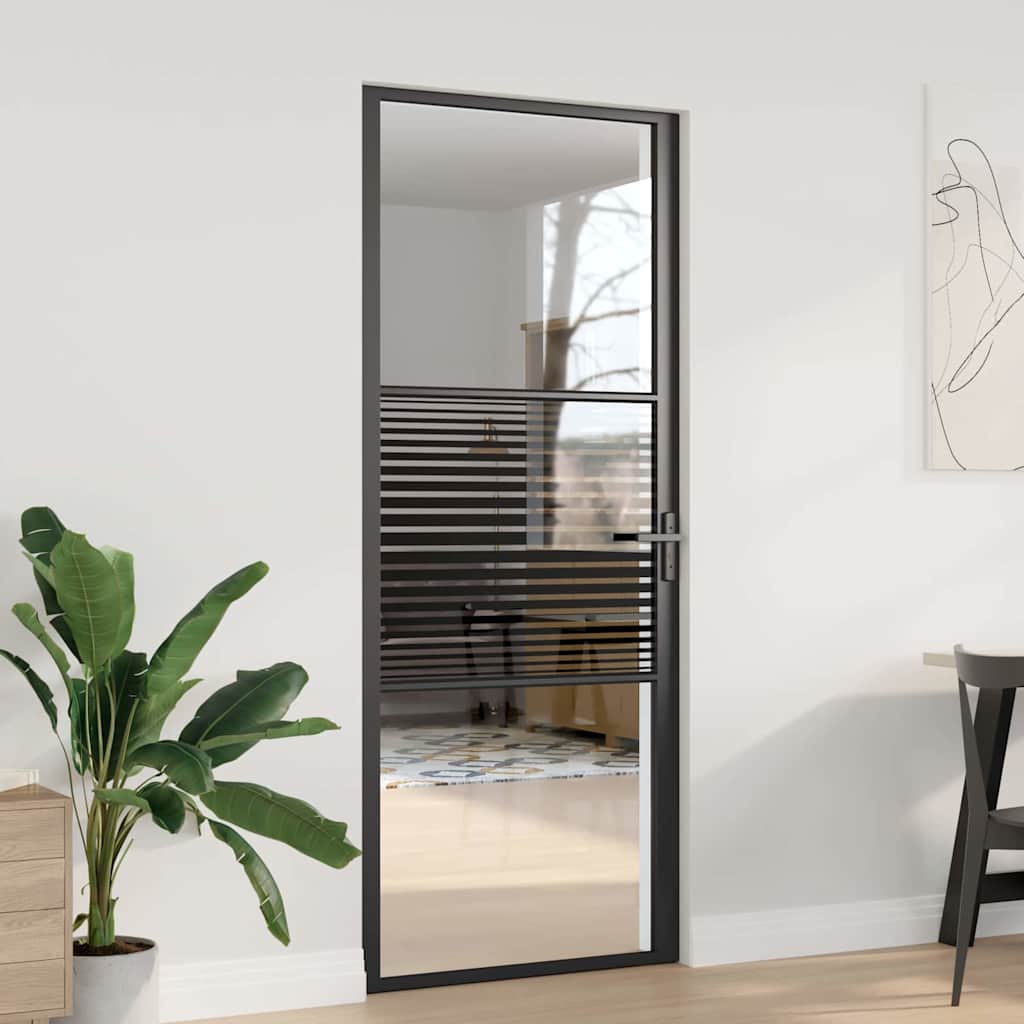 vidaXL Interior Door ESG Glass and Aluminium Black