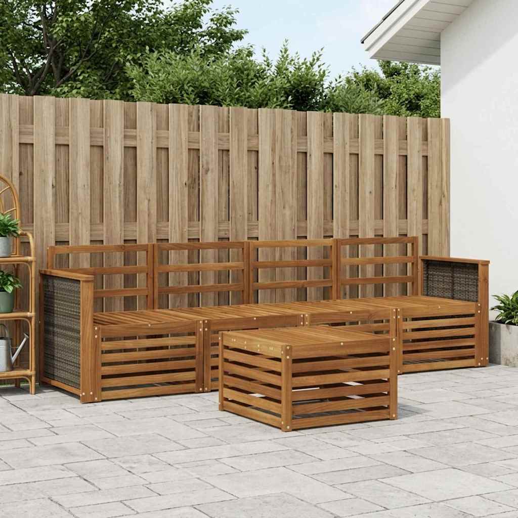 vidaXL Outdoor Sofa Set 5 pcs Natural Solid Acacia Wood 1