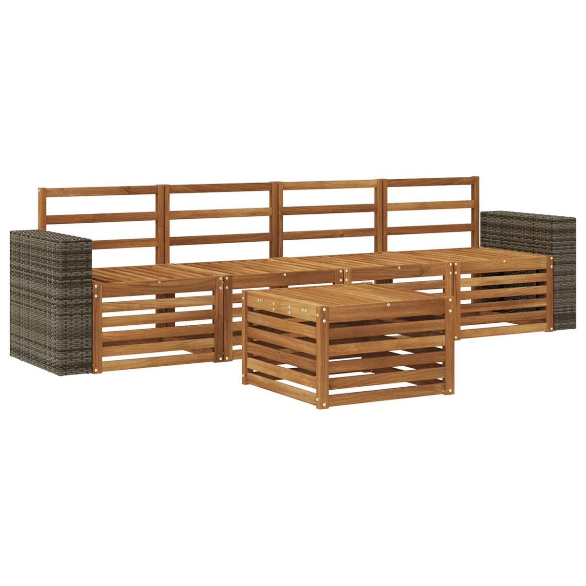 vidaXL Outdoor Sofa Set 5 pcs Natural Solid Acacia Wood 2