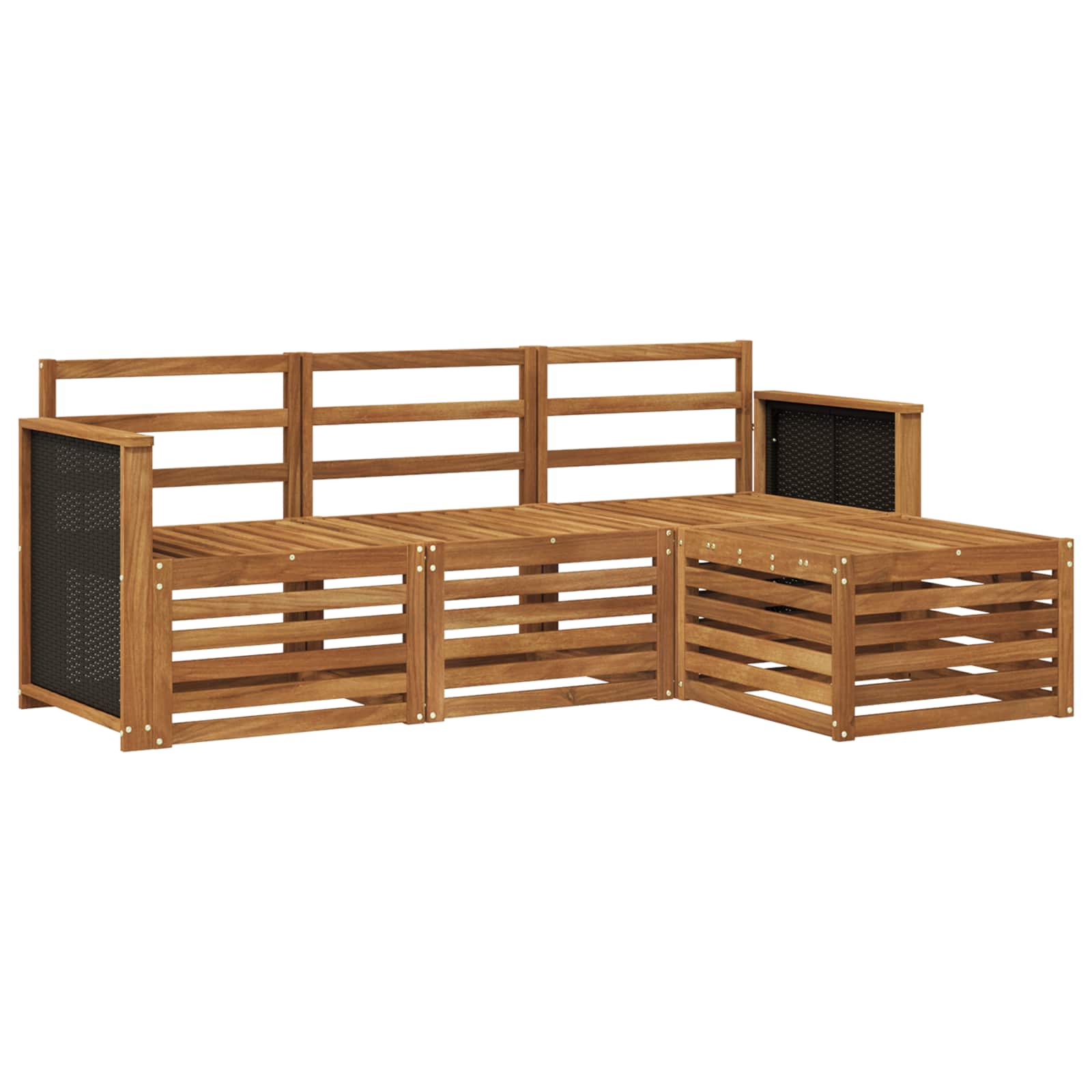 vidaXL Outdoor Sofa Set 4 pcs Natural 2