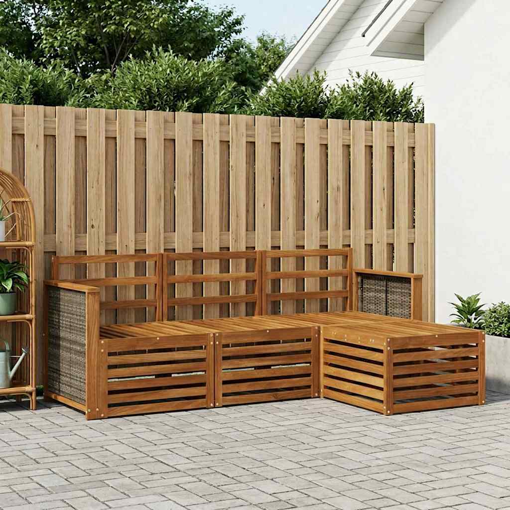 vidaXL Outdoor Sofa Set 4 pcs Natural 1