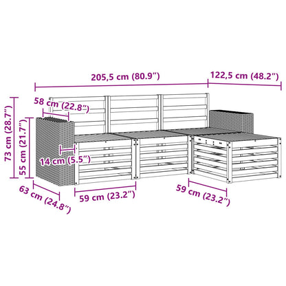 vidaXL Outdoor Sofa Set 4 pcs Natural 6