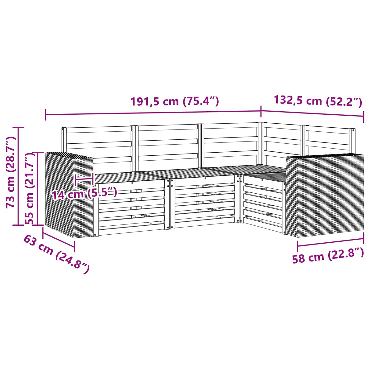 vidaXL Outdoor Sofa Set 4 pcs Polyester 6