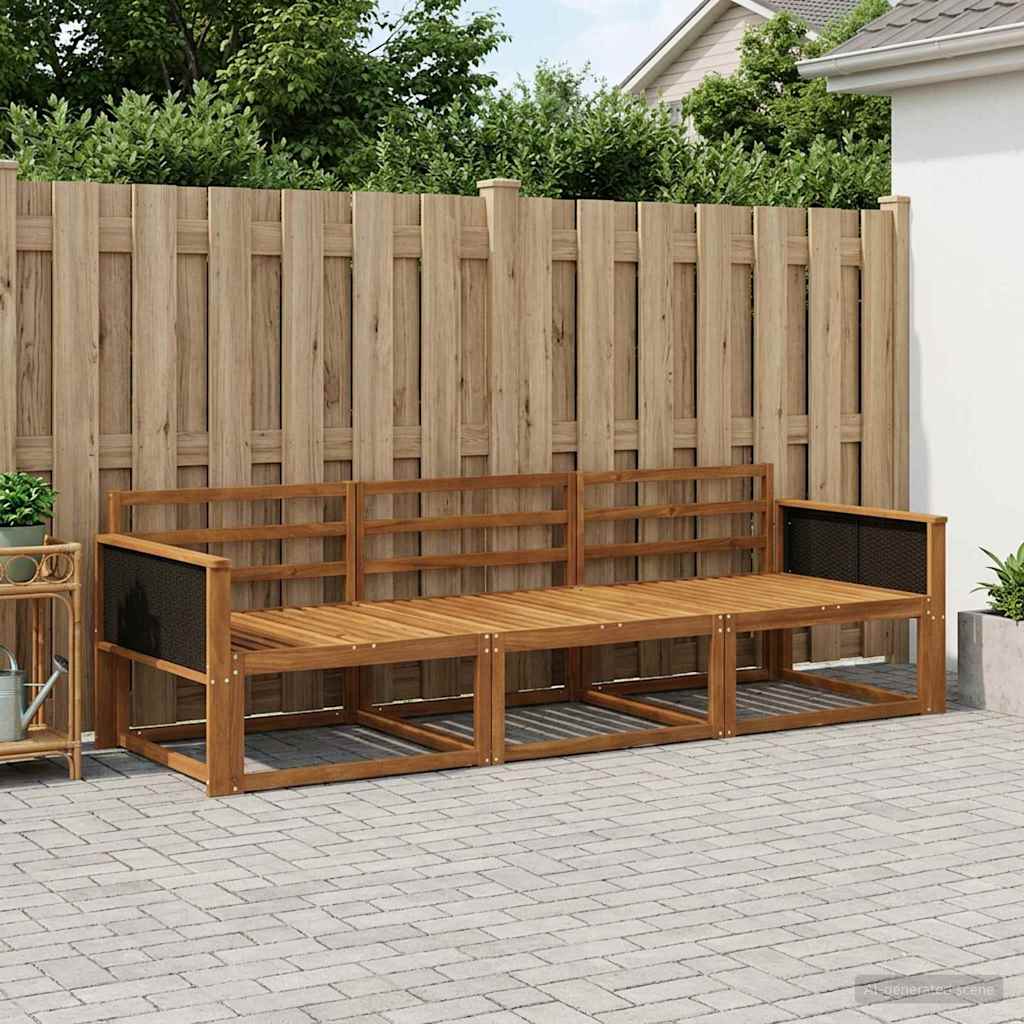 vidaXL Outdoor Sofa Set 3 pcs Natural Solid Acacia Wood 1