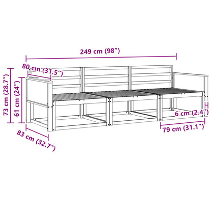 vidaXL Outdoor Sofa Set 3 pcs Natural Solid Acacia Wood 5