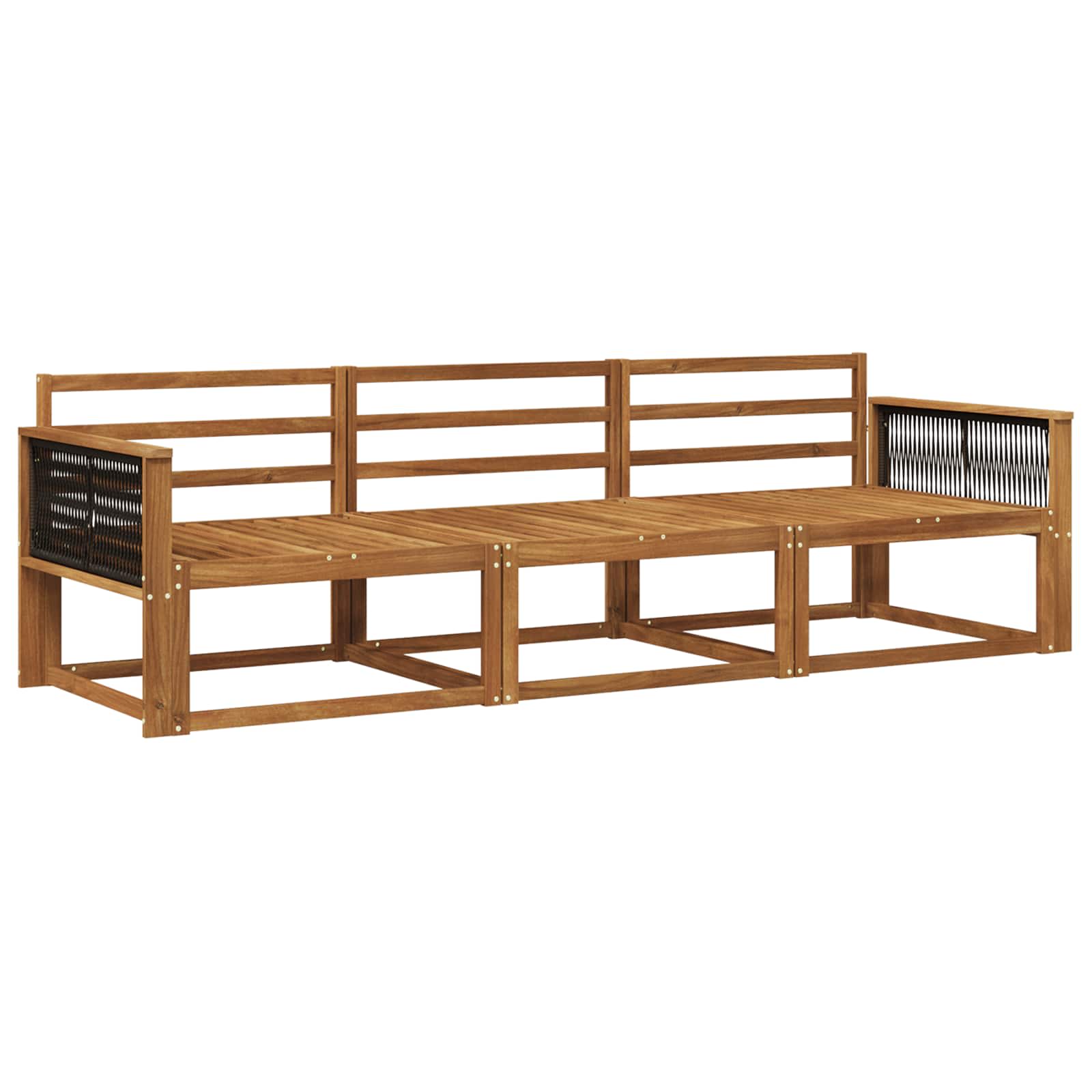 vidaXL Outdoor Sofa Set 3 pcs Natural Solid Acacia Wood 2