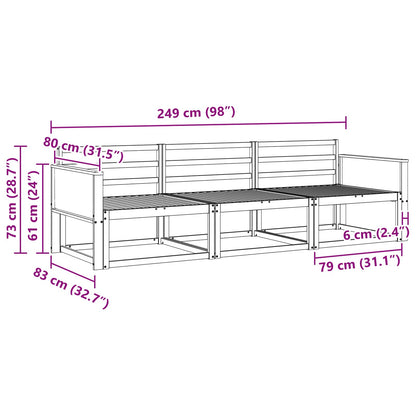 vidaXL Outdoor Sofa Set 3 pcs Natural Solid Acacia Wood 5