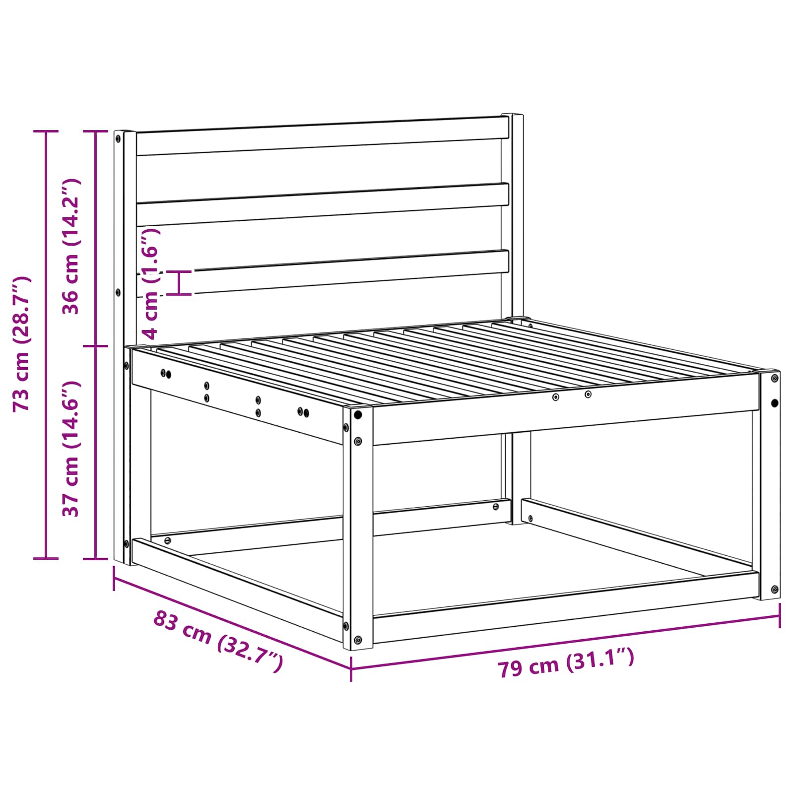 vidaXL Outdoor Sofa Set 3 pcs Natural Solid Acacia Wood 6