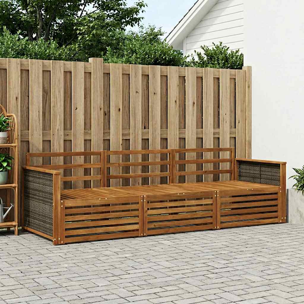 vidaXL Outdoor Sofa Set 3 pcs Natural Solid Acacia Wood 1