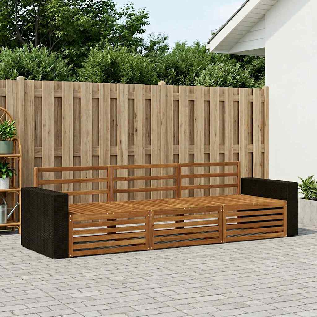 vidaXL Outdoor Sofa Set 3 pcs Natural Solid Acacia Wood 1
