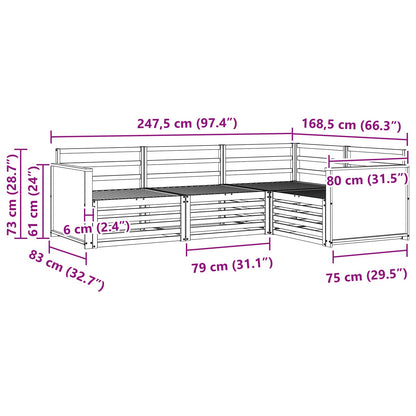 vidaXL Outdoor Sofa Set 4 pcs Natural Solid Acacia Wood 6