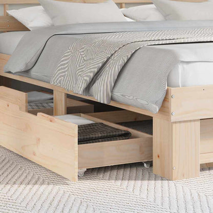 vidaXL Bed Frame with Drawer Brown 200 x 200 cm Solid Pine Wood 4