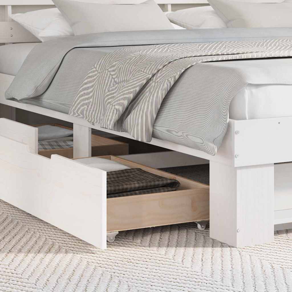 vidaXL Bed Frame with Headboard White 180 x 200 cm Solid Pine Wood 4