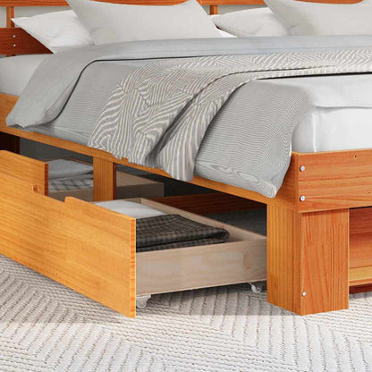 vidaXL Bed Frame with Headboard Wax Brown 180 x 200 cm Solid Pine Wood 4