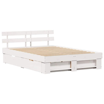 vidaXL Bed Frame with Headboard White 160 x 200 cm Solid Pine Wood 5