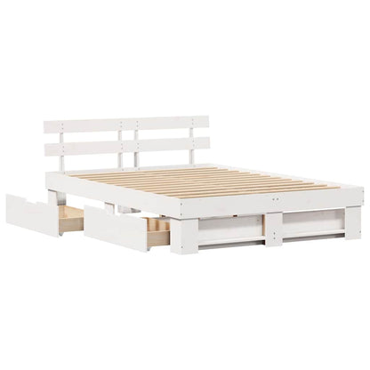 vidaXL Bed Frame with Headboard White 160 x 200 cm Solid Pine Wood 6
