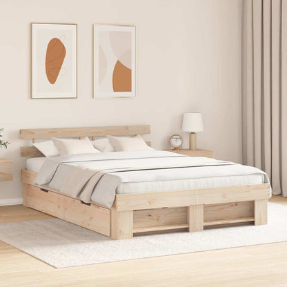 vidaXL Bed Frame with Drawer Brown 150 x 200 cm Solid Pine Wood 1