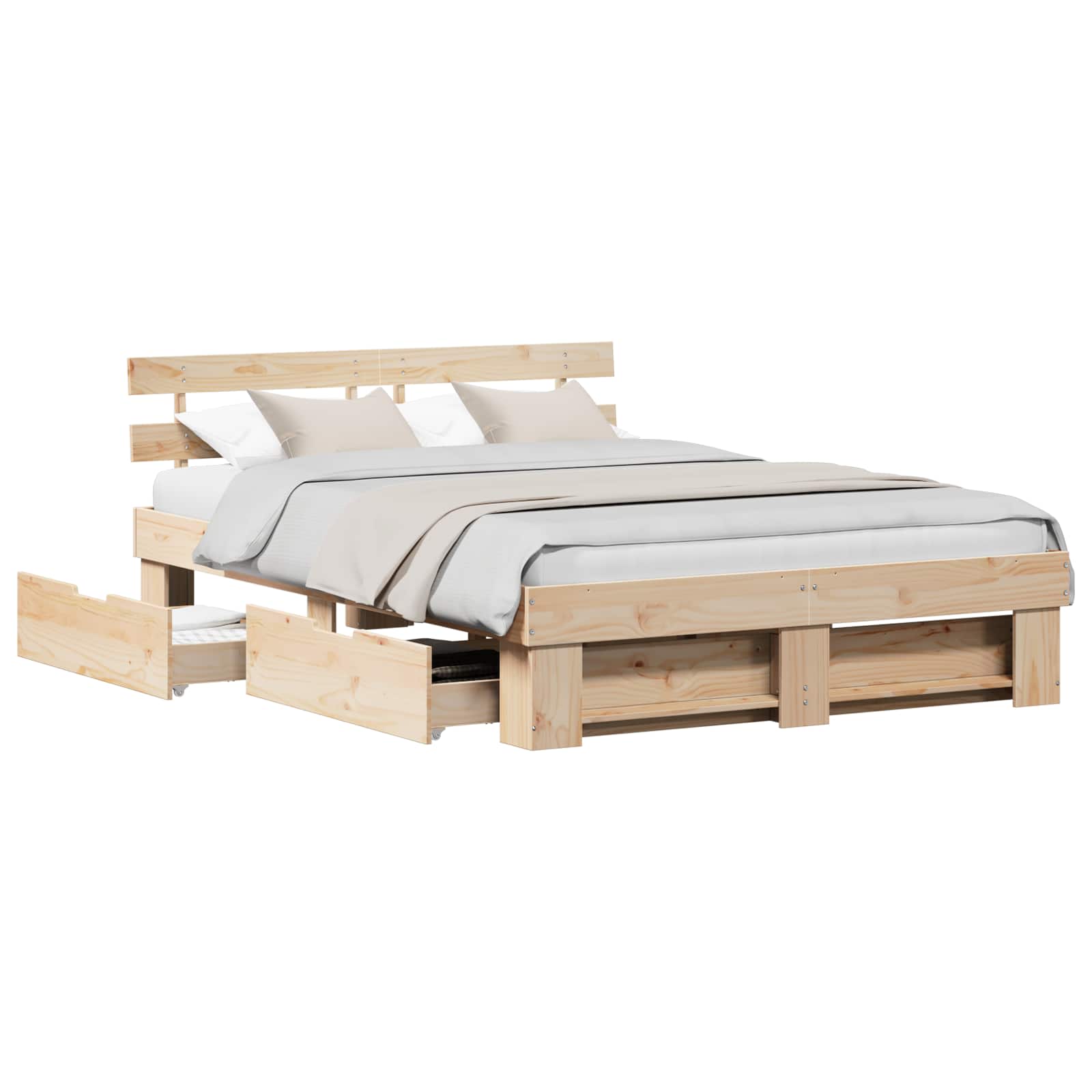 vidaXL Bed Frame with Drawer Brown 150 x 200 cm Solid Pine Wood 2