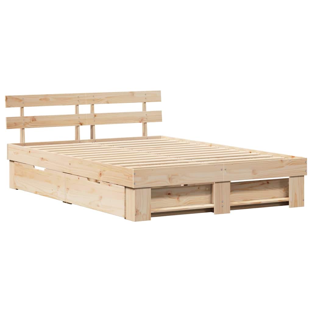 vidaXL Bed Frame with Drawer Brown 150 x 200 cm Solid Pine Wood 5
