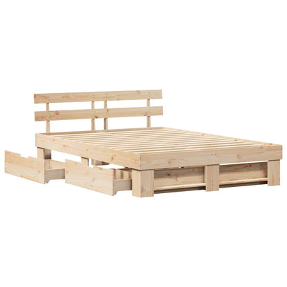 vidaXL Bed Frame with Drawer Brown 150 x 200 cm Solid Pine Wood 6