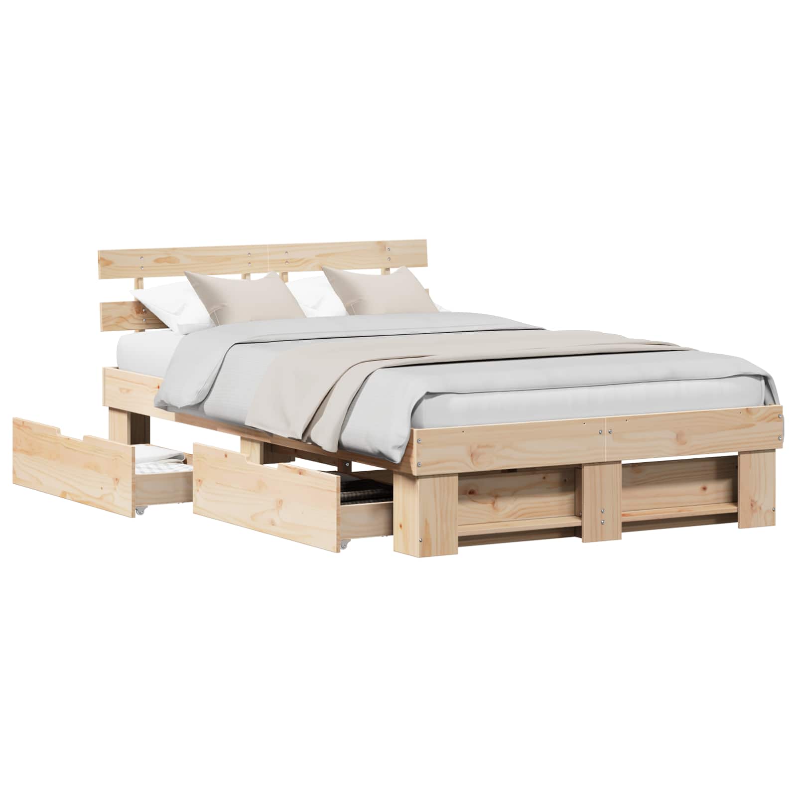 vidaXL Bed Frame with Headboard Brown 120 x 200 cm Solid Pine Wood 2