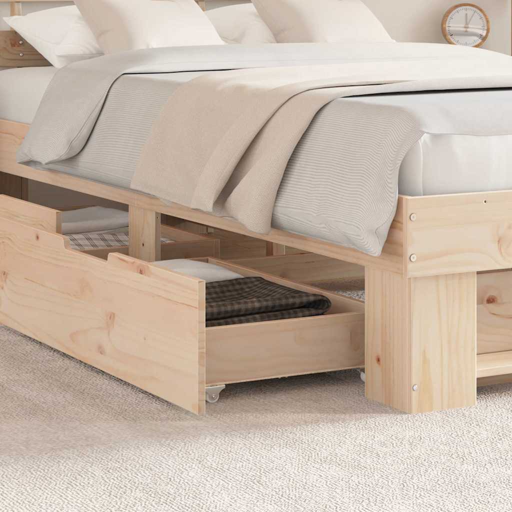 vidaXL Bed Frame with Headboard Brown 140 x 190 cm Solid Pine Wood 4