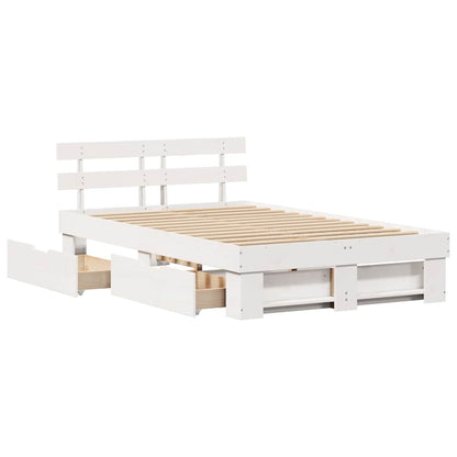 vidaXL Bed Frame with Drawer White 135 x 190 cm Solid Pine Wood 6