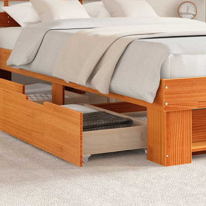 vidaXL Bed Frame with Headboard Wax Brown 120 x 190 cm Solid Pine Wood 4
