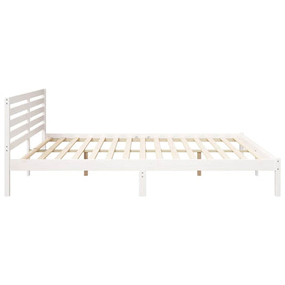 vidaXL Bed Frame with Headboard White 200 x 220 cm Solid Pine Wood 6
