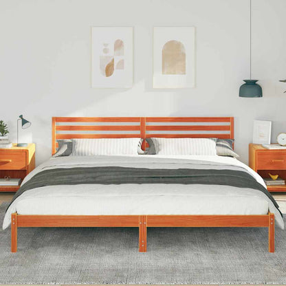 vidaXL Bed Frame with Headboard Wax Brown 200 x 220 cm Solid Pine Wood 3