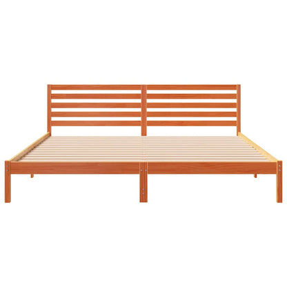 vidaXL Bed Frame with Headboard Wax Brown 200 x 220 cm Solid Pine Wood 5