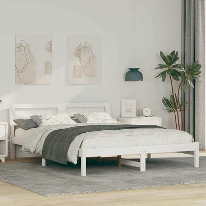 Bed Frame with Headboard Solid Pine Wood Length 200 cm White 160 cm