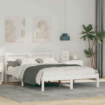 Bed Frame with Headboard Solid Pine Wood Length 200 cm White 120 cm