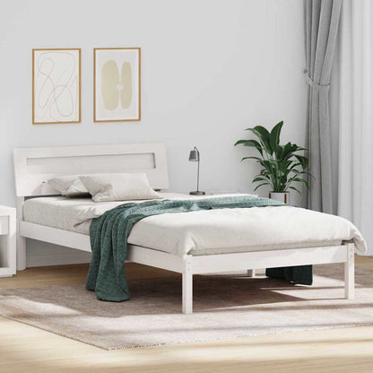 Bed Frame with Headboard Solid Pine Wood Length 200 cm White 100 cm