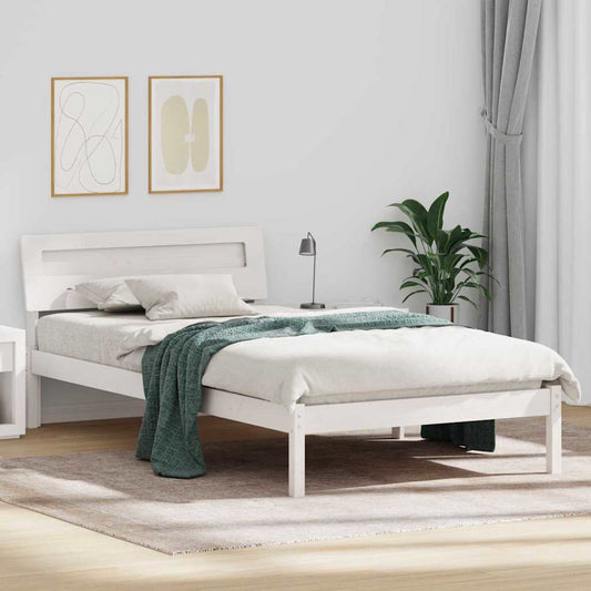 Bed Frame with Headboard Solid Pine Wood Length 200 cm White 90 cm