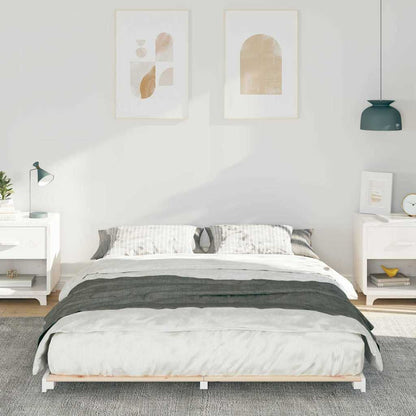 Bed Frame Solid Pine Wood White Length 200 cm 150 cm