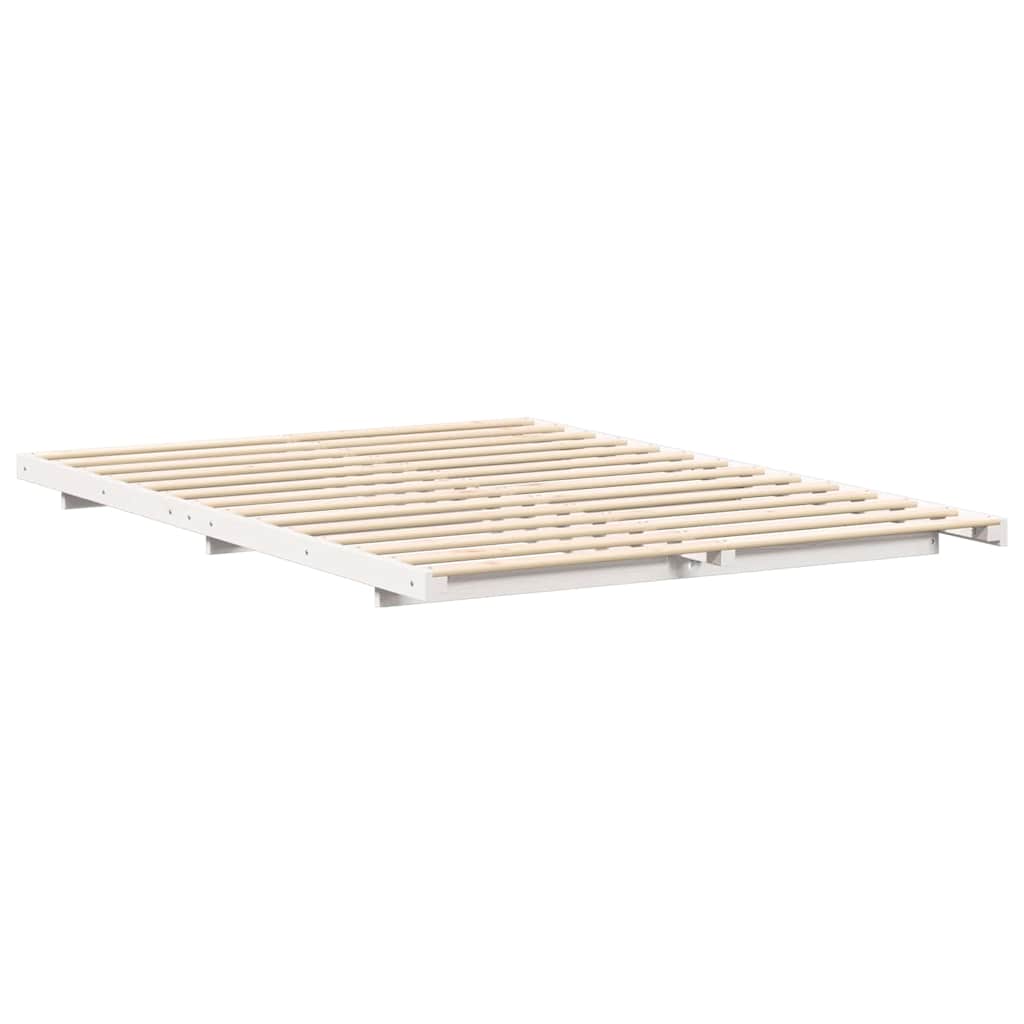 Bed Frame Solid Pine Wood White Length 200 cm 150 cm