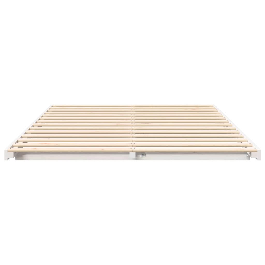 Bed Frame Solid Pine Wood White Length 200 cm 150 cm