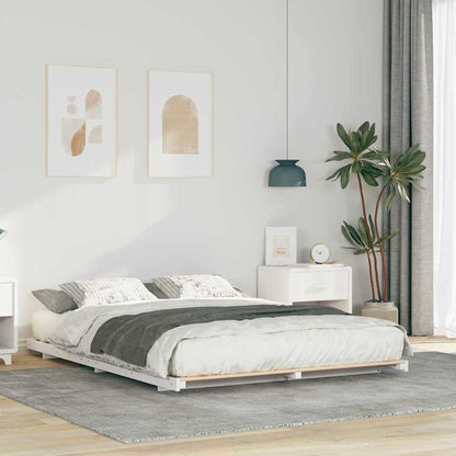 Bed Frame Solid Pine Wood White Length 200 cm 140 cm