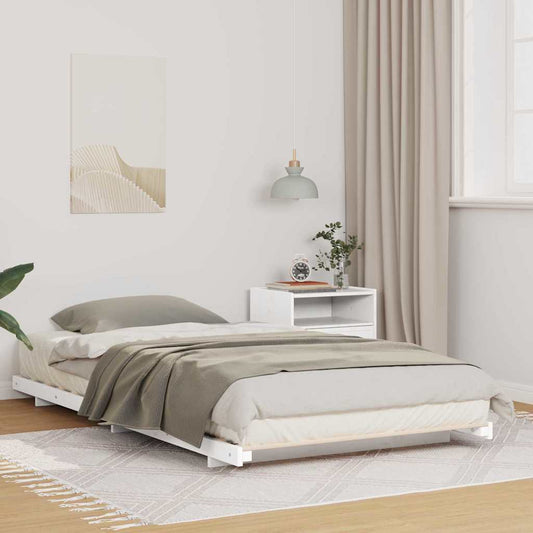 Bed Frame Solid Pine Wood White Length 200 cm 100 cm