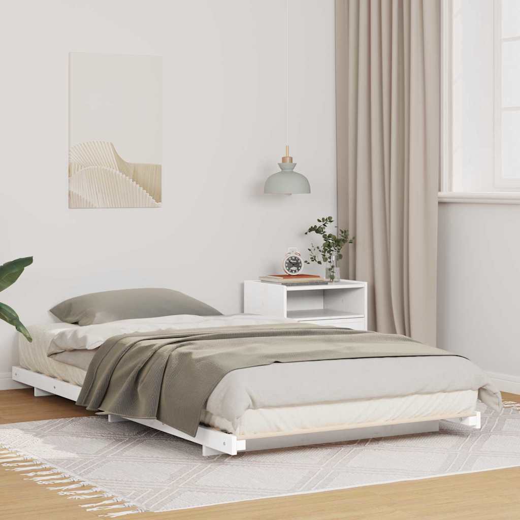 Bed Frame Solid Pine Wood White Length 200 cm 80 cm