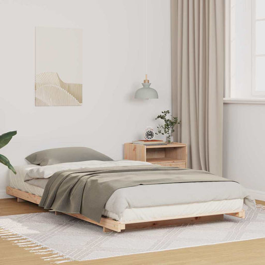 Bed Frame Solid Pine Wood Brown Length 210 cm 80 cm