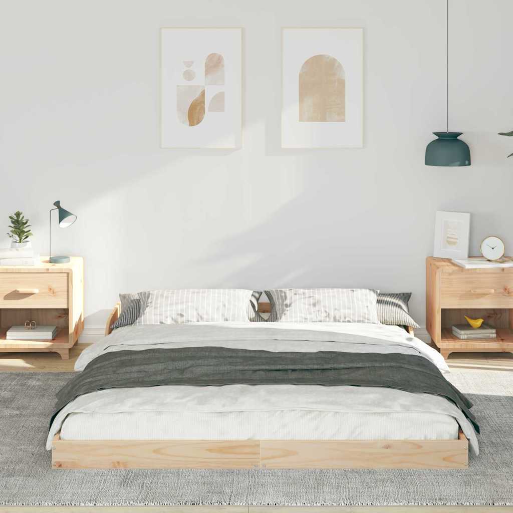 Bed Frame Brown Solid Pine Wood Natural Length 200 cm 150 cm